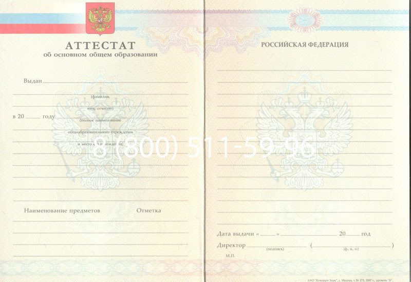 Купить Аттестат за 9 класс 2007-2010 годов в Ессентуках