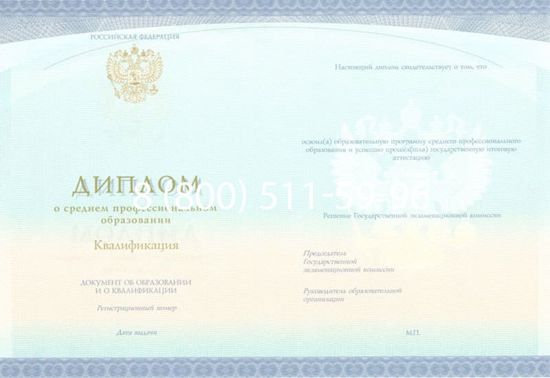 Купить Диплом о среднем образовании (Спецбланк) 2014-2024 года в Ессентуках